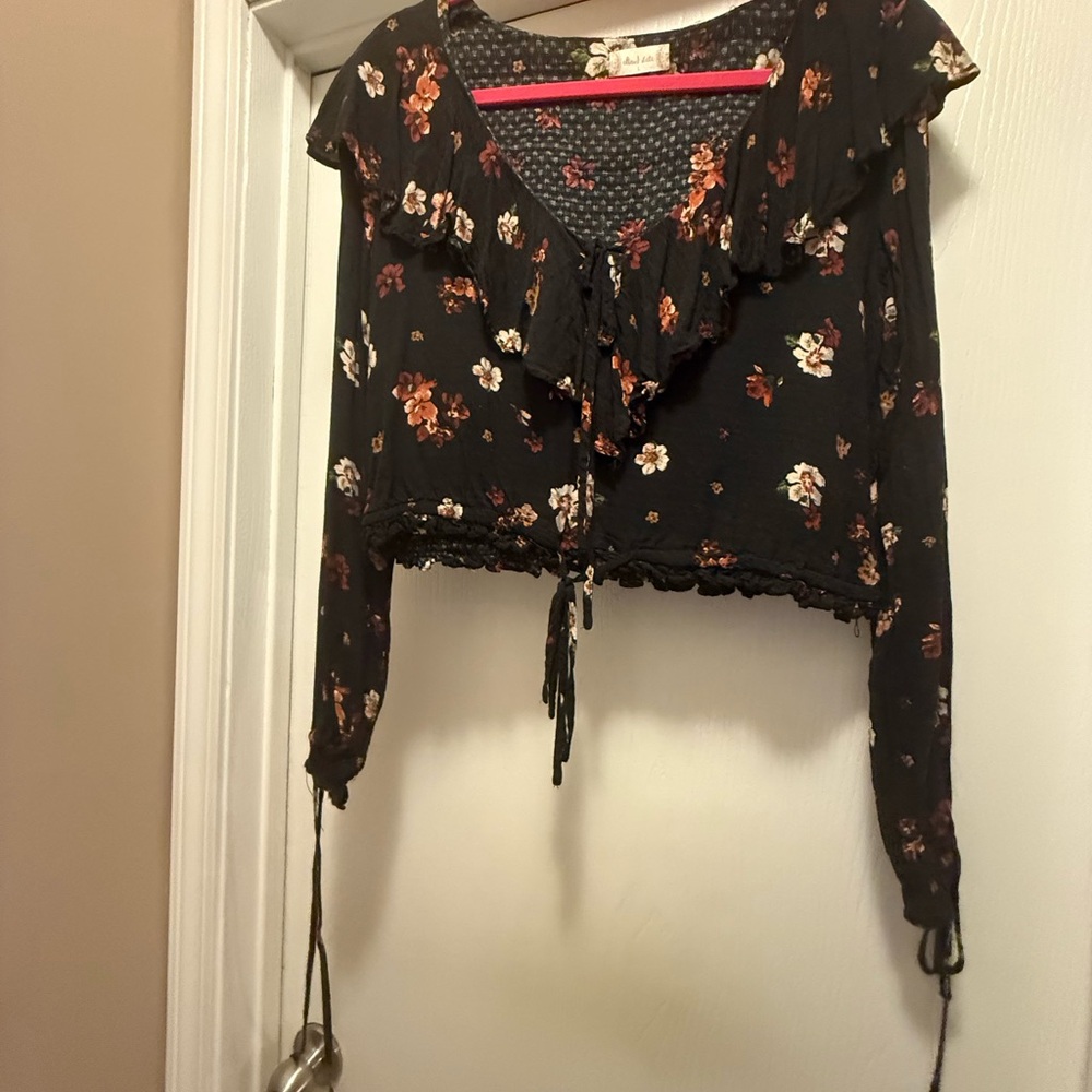Altar'd State Black Floral Blouse